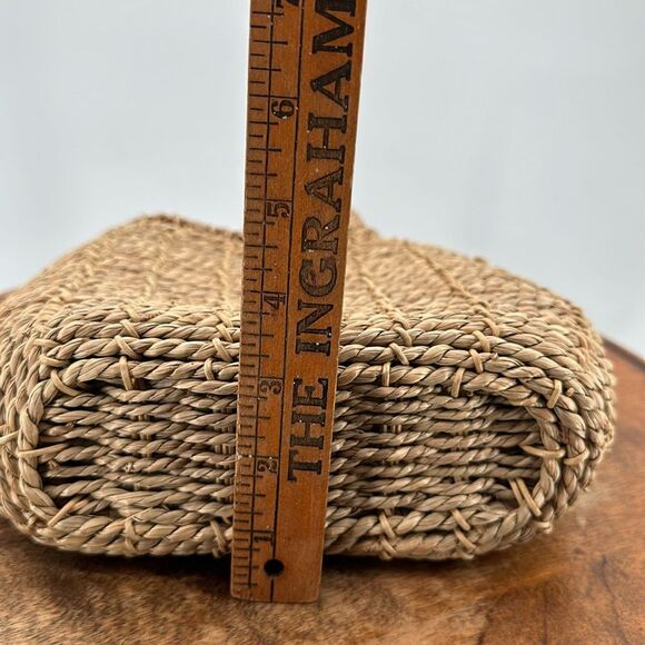 Twisted Jute Handbag Purse Wicker Boho Coconut Shell Button Closure Boho Natural - Picture 9 of 9
